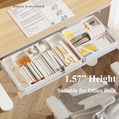2 Pack Shallow Desk Drawer Organizer 1.73" Modular Expandable Tray - view 3