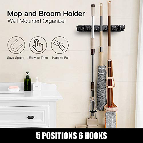 2 Pack Mop and Broom Holder, Wall Mount Organizer Storage Tool Rack - view 3