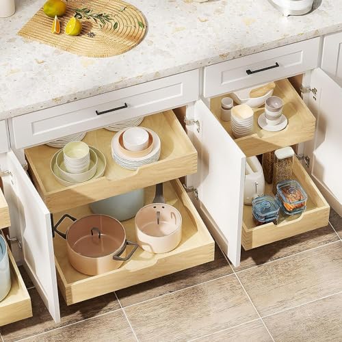 Pull Out Cabinet Organizer 28½" W x 21"D, Slide Out Wood Drawer Shelf - view 5