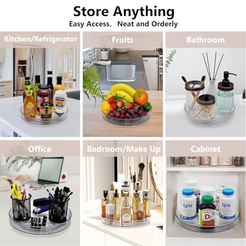 Lazy Susan Turntable Food Storage Container for Cabinets, Pantry, Refrigerator, Countertops, BPA Free - Spinning Organ-izer Rack for Spices, Condiments, Baking Supplies - 9" Round，Clear - view 6
