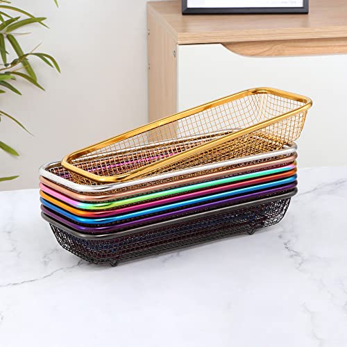 Kitchen Drawer Organizer, Stainless Steel Storage Container Metal Cabinet Storage Basket for Holding Silverware Kitchen Utensil, Pack of 2 - view 4