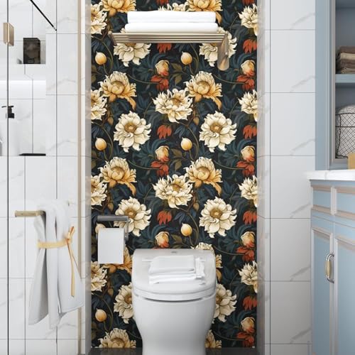 Dark Vintage Floral Peel and Stick Dahlia Wallpaper 17.5" x 118" - view 5