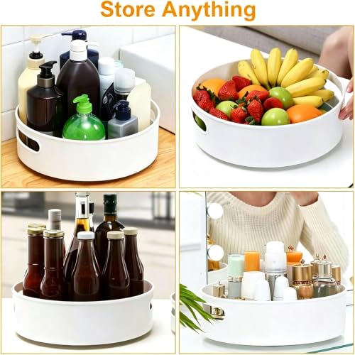 360° Rotating Lazy Susan Organizers, 2 Packs 9" and 12" Turntable Spice Rack Organisers for Kitchen Organization and Storage, Non-Slip Under Sink Organizer for Bathroom Pantry Cupboard - view 3