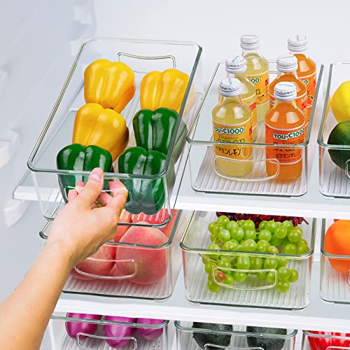 Set Of 8 Stackable Pantry Organizer Bins, Clear Plastic Storage Bins for Home Edit Fridge Cabinet Organizing Storage Containers (4 Large and 4 Medium) - view 4