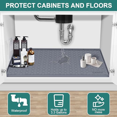 Under Sink Mat, 28"x22" Waterproof Tray for Cabinet, Holds 3 Gal - view 4