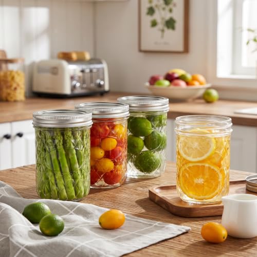 16 oz 12 Pack Crystal Mason Jars With Airtight Lids - view 3