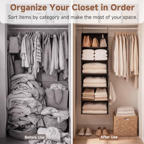 Hanging Closet Organizer, 6-Shelf with 2-in-1 Design, Ivory - view 4