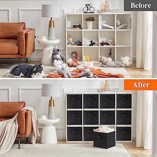 Storage Cubes, 11 Inch Organizer Bins, 18L Black, 12 Packs - view 6