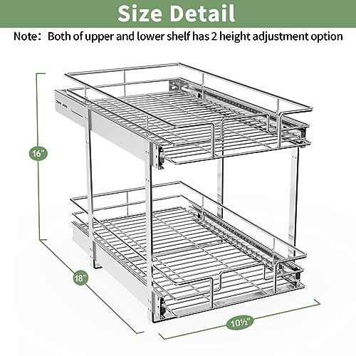 Pull Out Cabinet Organizer (11" W x 18" D),2 Tier Pull Out Storage Shelf Drawer Basket,Sliding Shelves for Base Cabinet Organization in Kitchen, Bathroom, Pantry - view 4