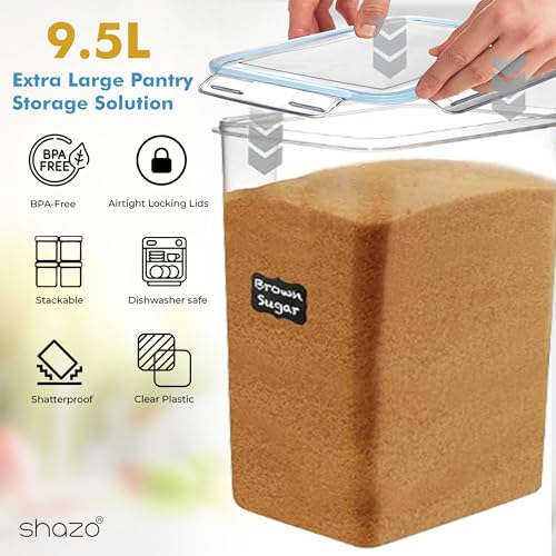 2 PC (9.5L | 321 Oz) Extra Large Bulk Food Storage Containers with Airtight Lids for Flour, Sugar, Rice, Cereal & Pasta - Leakproof, BPA-Free Plastic Canisters for Kitchen & Pantry Organization - view 5