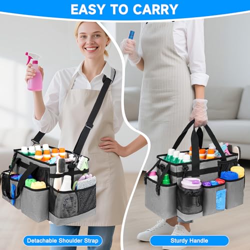Cleaning Caddy Bag, Cleaning Supplies Organizer for Housekeepers, Housekeeping Caddy with Handle and Detachable Padded Cushion, Gray - view 5