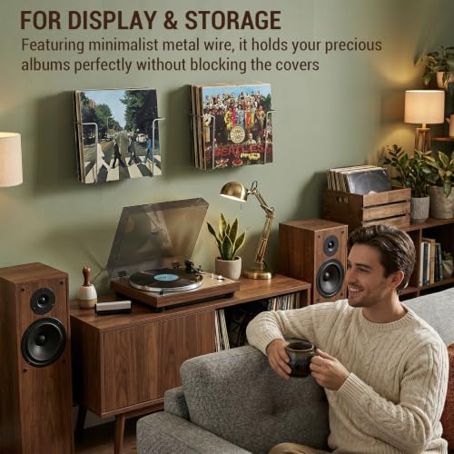 Set of 2 Silver Metal Wire Vinyl Record Wall Mounted Display Racks - view 2