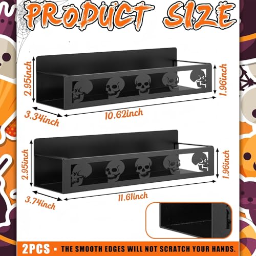 2 Pcs Magnetic Spice Rack for Refrigerator, Black Skull - view 3
