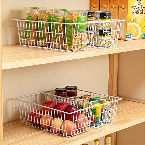 15.7" Freezer Baskets Wire Storage Baskets Bin Organizer,Kitchen, Basket Organizers Bins for Home, Bathroom, Closet Organization, white,set of 4 - view 2