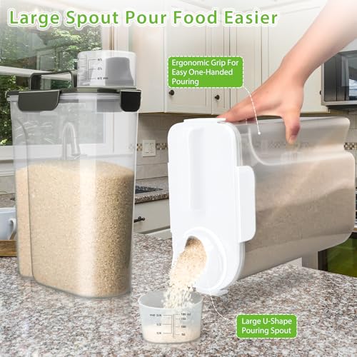 Rice Storage Container, 5 to 10lb Dry Food Airtight Dispenser, Pet Dog Cat Food Canister, BPA Free Clear Plastic Kitchen and Pantry Organization Bin for Oatmeal, Grain, Cereal, Pasta, Flour - view 3