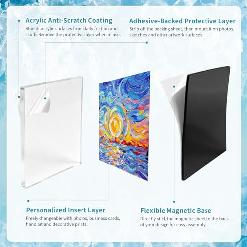 30 PCS DIY Acrylic Fridge Magnets Set, 2"x2"x0.16" Clear Refrigerator Magnet Kit with Self-Adhesive Backing, 3D Decorative Craft Kit for Photos, Artworks, Home Decor & Office Organization - view 4