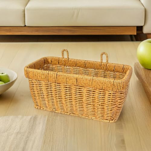 2pcs Wall Hanging Basket Faux Rattan Woven Vegetable Storage Organizer - view 4