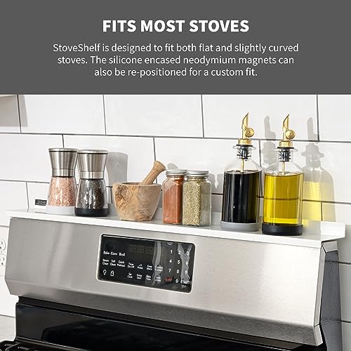 StoveShelf 30" Length White Magnetic Shelf for Kitchen Stove - Kitchen Storage Solution with Zero Installation - Over Stove Spice Rack Organizer - view 5