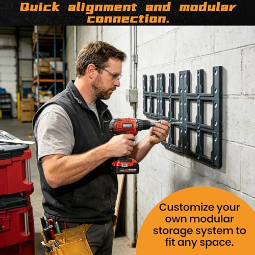 6-Pack Modular Mounting Plates Compatible with Milwaukee PACKOUT, Wall Mount Plates Fit for PACKOUT Toolboxes, Organizers & Accessories, Easy-to-Install and Convenient Tool Storage System - view 6