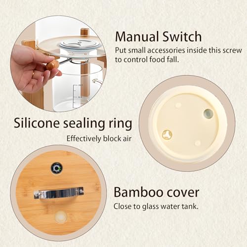 Rice Dispenser, Rice Storage Container, Flour and Cereal Container for Kitchen Organization and Pantry Store, Glass Cereal dispenser with Airtight Lid and Wooden Stand 5L - view 6