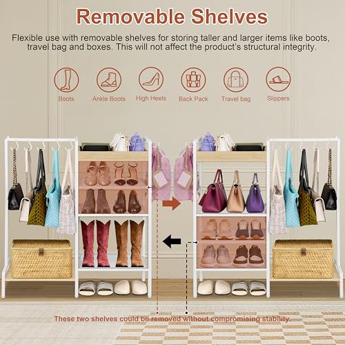 2-in-1 White Shoe Rack for Closet with Purse Organizer, 5-Tier - view 5
