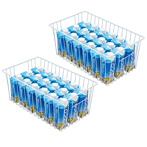 16inch Farmhouse Freezer Wire Baskets Organizer Storage Bins Large Organizer Baskets with Handles for Storage, Office, Kitchen, Pantry, Cabinet, Closets - Set of 6 (White 6) - view 2