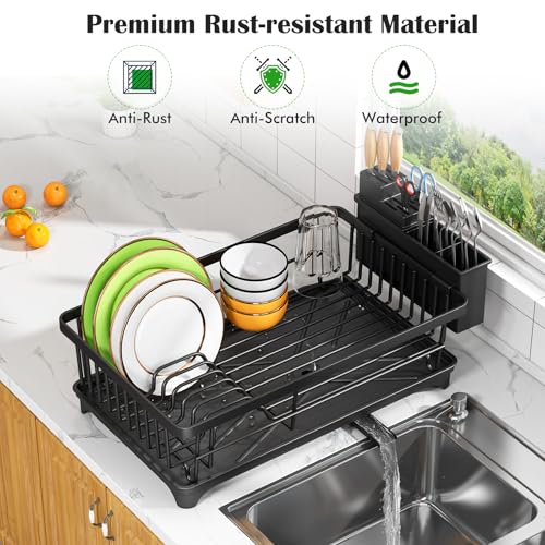 Dish Drying Rack for Small Kitchen Counter with Utensil Holder - view 4