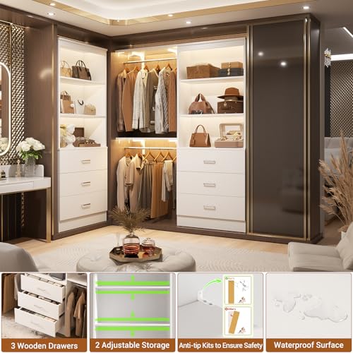 23.6" Closet Drawers System, Closet System with 3 Drawers, White - view 4