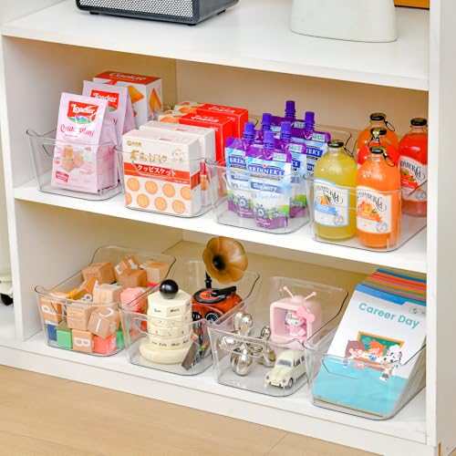 12 Pack Clear Plastic Storage Bins, Pantry Organizers and Storage, Clear Pantry Organizer Bins, Plastic Containers with Handle for Kitchen,Freezer,Cabinet,Closet,Bathroom Under Sink Storage - view 2