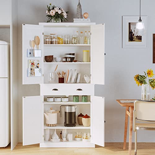 Kitchen Pantry Storage Cabinet, 72.6" H Cupboard, White - view 2