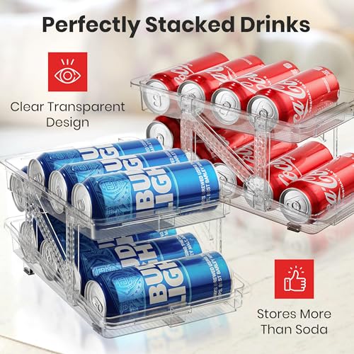 Expandable Soda Can Dispenser For Fridge - 2-Pack - Clear Transparent Soda Can Organizer For Refrigerator, Kitchen, and Pantry Storage Organizer for Cans, Beverage Bottle, Canned Food & Bottles - view 3