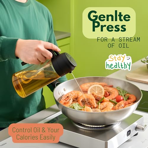Glass Olive Oil Sprayer for Cooking 16oz/470ml – Transparent 2-in-1 Glass Oil Sprayer & Dispenser with 9 Labeled Stickers, Kitchen Gadgets & Air Fryer Accessories, Olive Oil Dispenser – Black - view 6