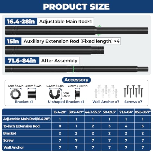 Closet Rod, 16.4 to 84 Inch Adjustable Closet Rods - view 4
