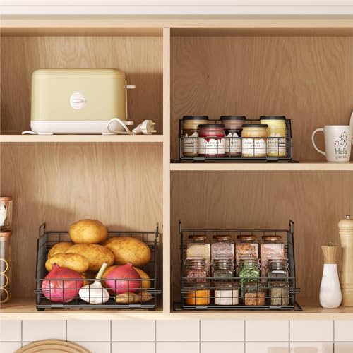 3-Tier Fruit Basket for Kitchen Counter, Stackable Wire Baskets Wall, Potato and Onion Storage Bins, Pantry Organizers, Pantry Storge and Storage for Potato, Onion, Produce, Fruit, Vegetable, Snack - view 4