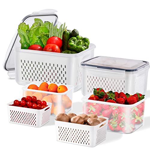 4 Pack Fresh Food Storage Containers, Fruit Organizer for Refrigerator