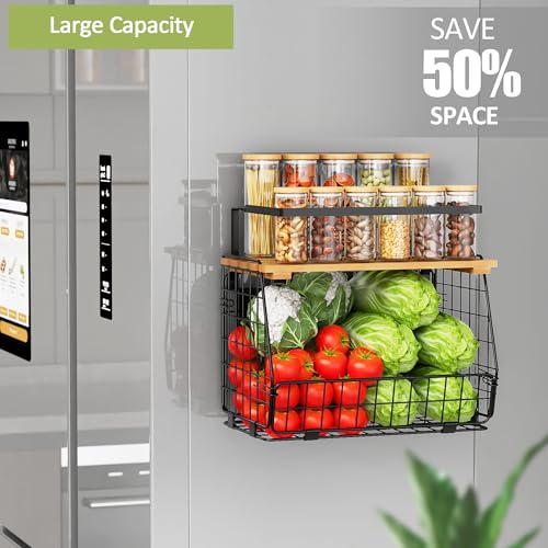 2 Pack Magnetic Shelf for Fridge, Fruit Potato Onion Storage Bins - view 3