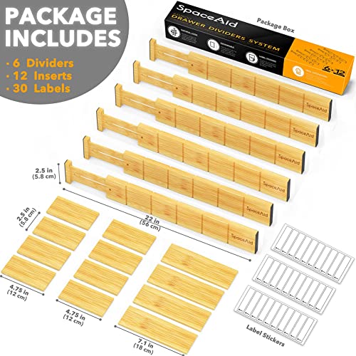 Bag Storage Organizer for Kitchen Drawer, (1 Box 4 Slots) Bamboo Drawer Dividers 6 Dividers with 12 Inserts (17-22 in), Inserts, 3 Sizes, 9 Pack - view 5