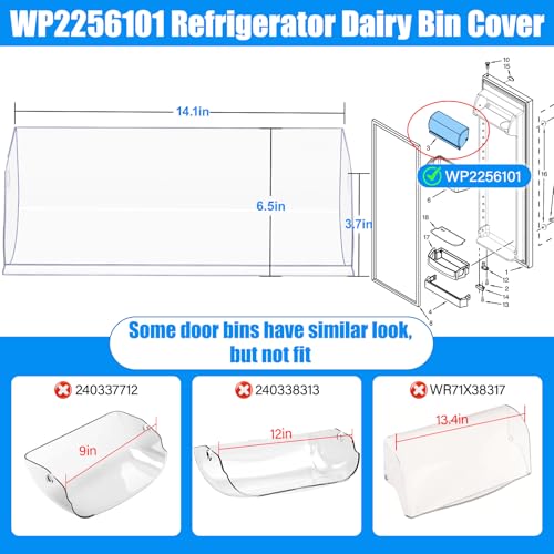 WP2256101 Refrigerator Dairy Bin Cover for Kenmore Refrigerator Door Shelf - view 2