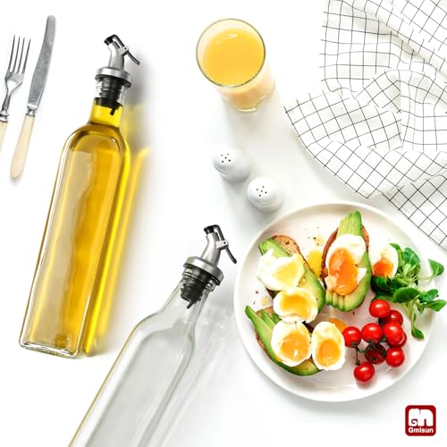 Olive Oil Dispenser Bottle for Kitchen, 4 Pack 17 Fl Oz Glass Oil Dispensers Bottles, Clear Cooking Vegetable Oil Dispenser Container Cruet Set with Plastic Pourer Spout, Funnel and Labels - view 6