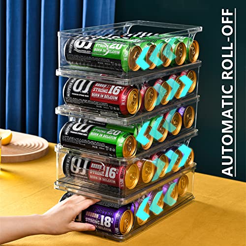 2-Tier Large Stackable Soda Can Organizer for Refrigerator - For Tall Cans of 500ml/17oz - Fridge Can Organizer Dispenser, Beverage Can Holder for Refrigerator, Pantry, Cupboard - view 3