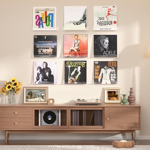 12 Pcs 12" Vinyl Record Wall Mount Shelves, Clear Acrylic Display - view 2