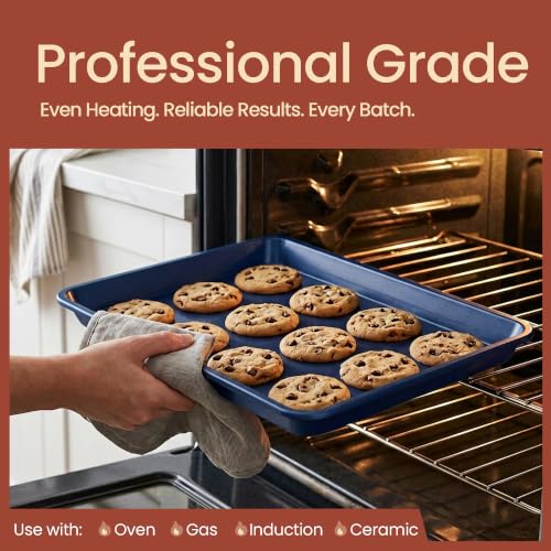 BAKKEN Nonstick Carbon Steel Bakeware Set - 6 Piece Kitchen Baking Trays, Non Toxic Stackable Oven Pans Bundle with Cookie Sheets, 6 Cup Muffin, Roaster, Square Cake, and Loaf Pan for Bread - view 3