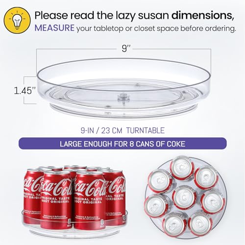 4 Pack 9 Inch Clear Acrylic Lazy Susan 360° Turntable Organizer Spice Rack - view 2