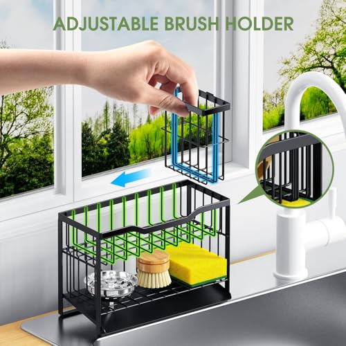 2-Tier Rustproof Sponge Holder for Kitchen Sink, Black - view 4