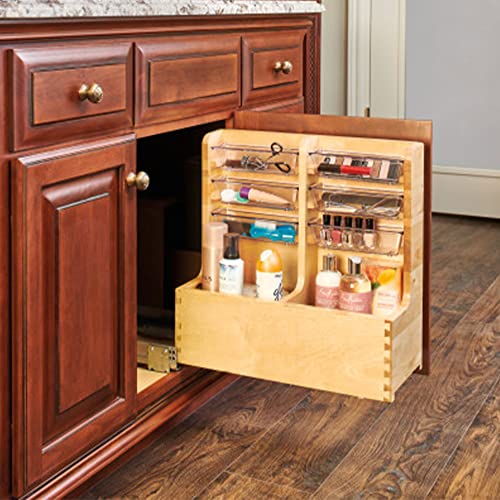 30" Wood Vanity Sink Pullout Organizer Cabinet Storage with Soft-Close for Kitchen or Bathroom, Min Opening Width of 12", Maple Wood, 441-15VSBSC-1 - view 2