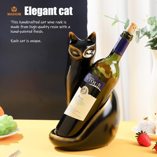 Cat Wine Bottle Holder Decorative, Tabletop Wine Racks Countertop, Cat Decor Wine Stand Gifts for Wine Lovers Women, Water Bottle Organizer for Cabinet, Black Wine Rack - view 6