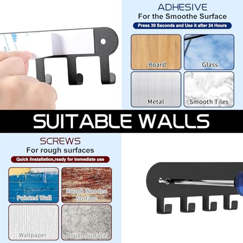 2 Pack Key Holder for Wall, Key Hooks with 10 Hooks, Black - view 6