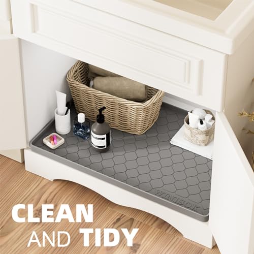 Waterproof Under Sink Mat 31" x 22", Silicone Mat, Dark Gray - view 5