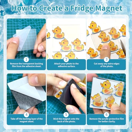 30 PCS DIY Acrylic Fridge Magnets Set, 2"x2"x0.16" Clear Refrigerator Magnet Kit with Self-Adhesive Backing, 3D Decorative Craft Kit for Photos, Artworks, Home Decor & Office Organization - view 3