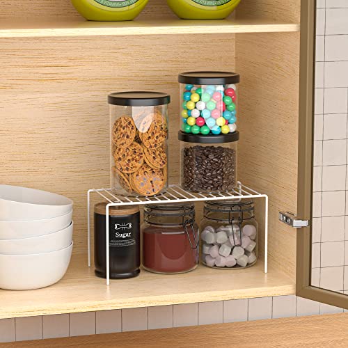 6 Pack(10.6 x 5.1 Inch) Cabinet Storage Shelf Rack, Rustproof Kitchen Counter and Cabinet Shelf, Small Storage Rack Organizer for Kitchen, Fridge, Bathroom, White - view 4